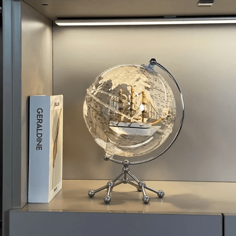 Globo Terrestre Transparente Com Base Metálica - Casa Elège