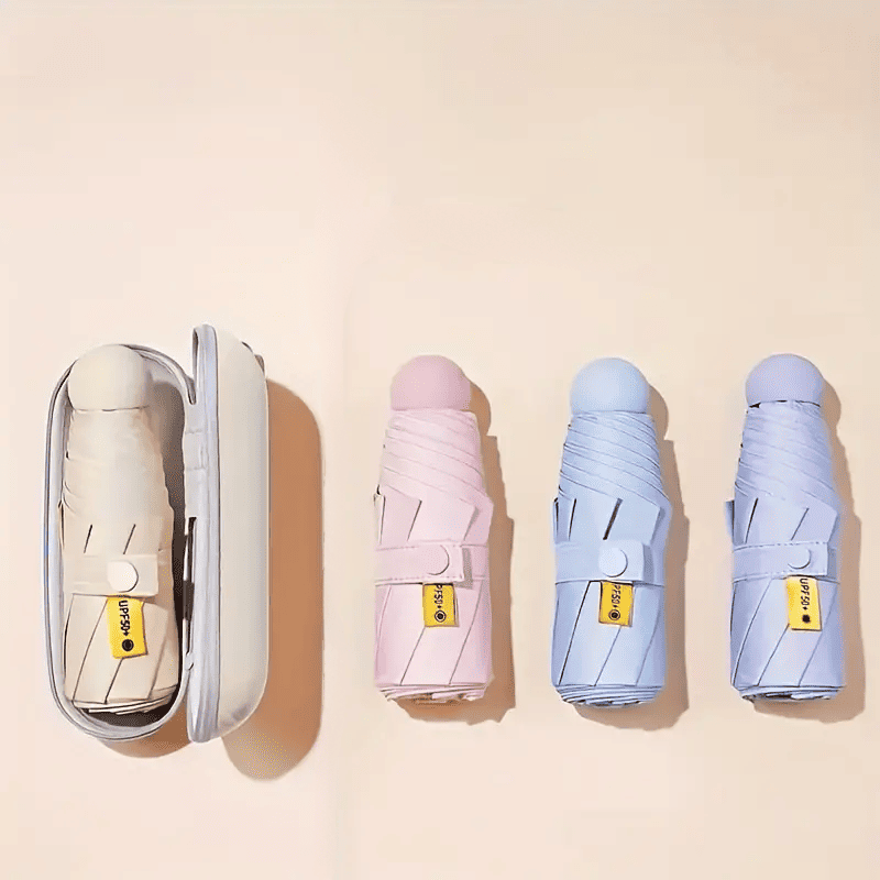 Mini Guarda-Chuva com Estojo Compacto e Proteção UV - Casa Elège