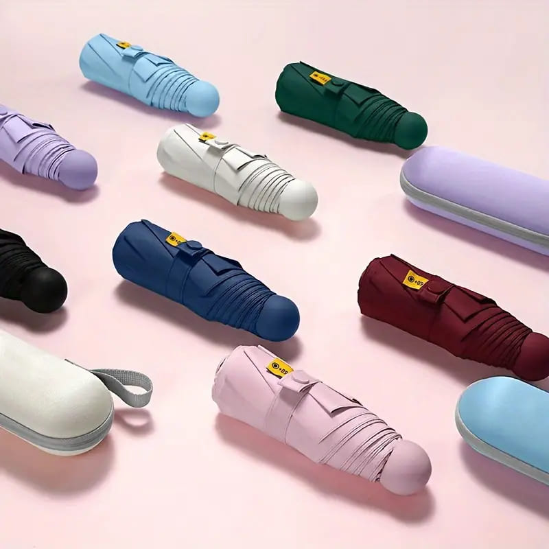 Mini Guarda-Chuva com Estojo Compacto e Proteção UV - Casa Elège