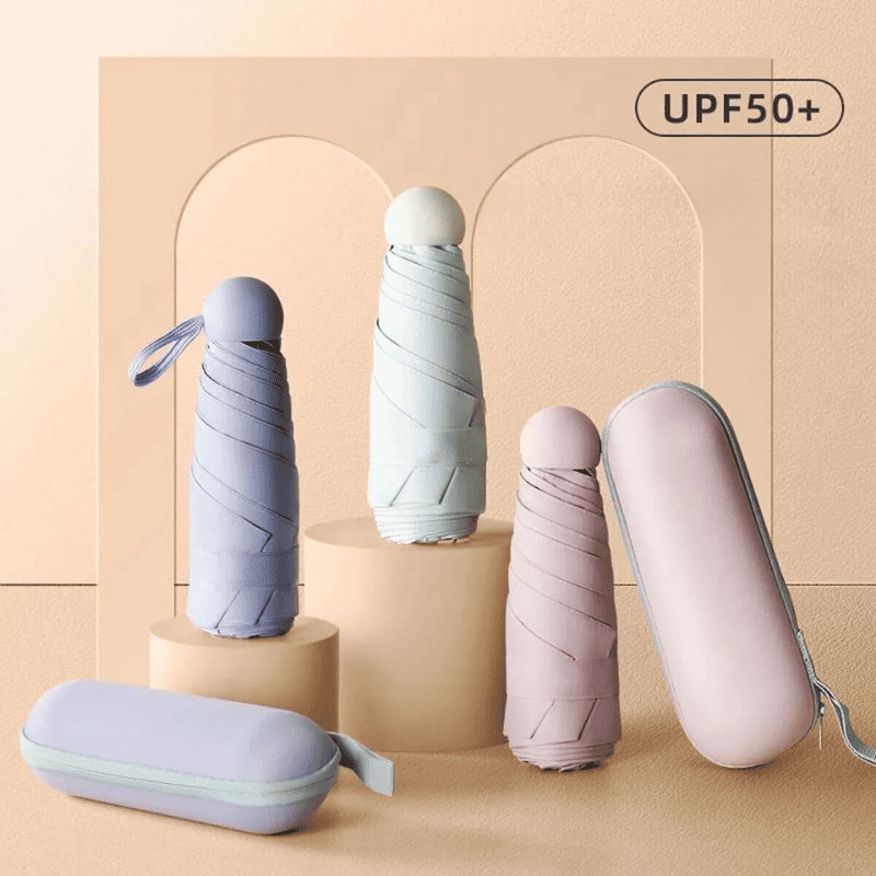 Mini Guarda-Chuva com Estojo Compacto e Proteção UV - Casa Elège
