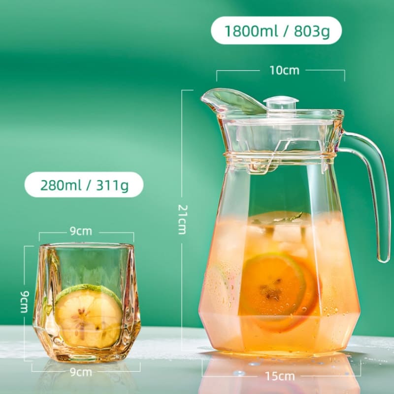 Jarra de Vidro Borossilicato 1,8L com Tampa e Bico Elegante - Casa Elège