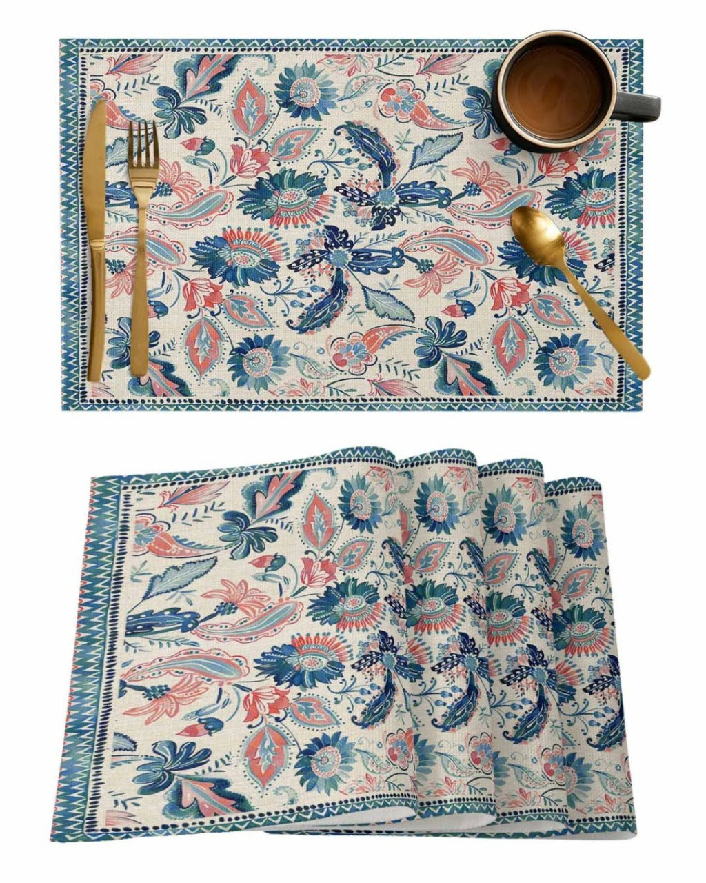 Jogo Americano em Tecido com Estampa Floral - Casa Elège