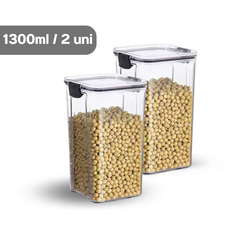 Jogo de Potes Herméticos em Plástico com Travas - 4 Peças - 1300ml 2 unidades Casa Elège