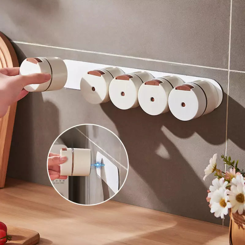 Porta-Temperos Magnético 6 Peças Com Medidor - Kit 6 peças + Barra Magnética Casa Elège