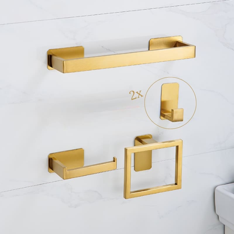 Kit Acessórios Para Banheiro Em Aço Inox 5 Peças - Dourado 5 peças Casa Elège