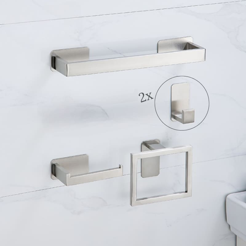 Kit Acessórios Para Banheiro Em Aço Inox 5 Peças - Prata 5 peças Casa Elège