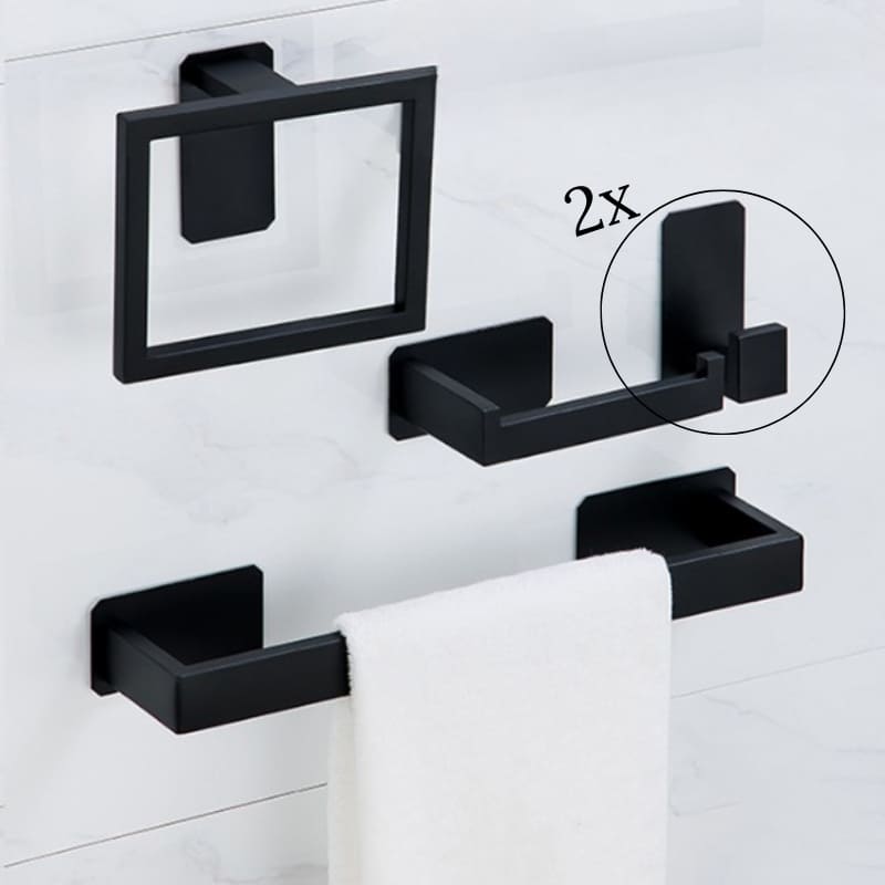 Kit Acessórios Para Banheiro Em Aço Inox 5 Peças - Preto 5 peças Casa Elège
