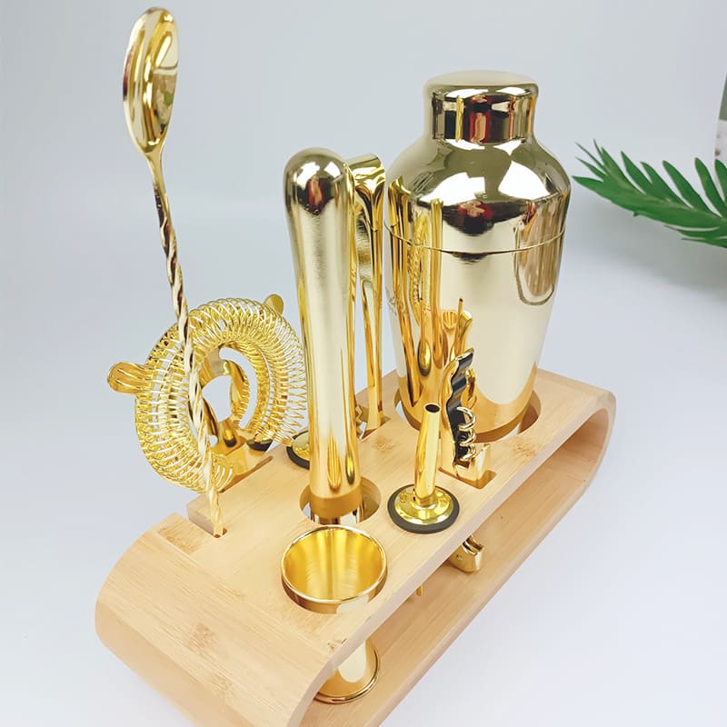 Kit Coqueteleira Em Aço Inox Com Suporte De Madeira - Casa Elège