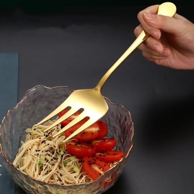 Kit de Utensílios de Cozinha em Aço Inox Dourado Sofisticado - Casa Elège