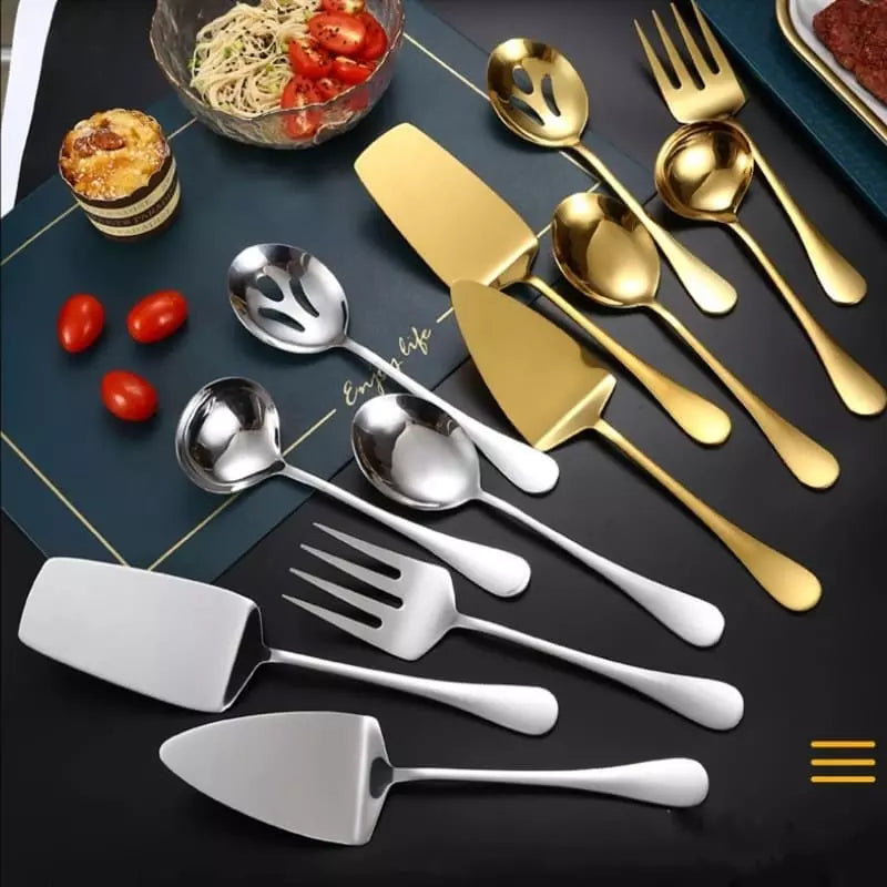 Kit de Utensílios de Cozinha em Aço Inox Dourado Sofisticado - Casa Elège