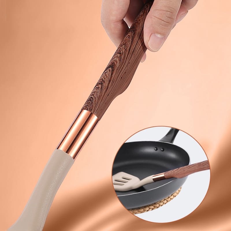 Kit Utensílios De Silicone 10 Peças Com Organizador Rosé - Casa Elège