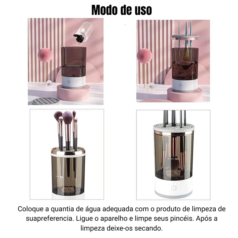 Limpador de Pincéis Elétrico com Tampa de Silicone - Casa Elège