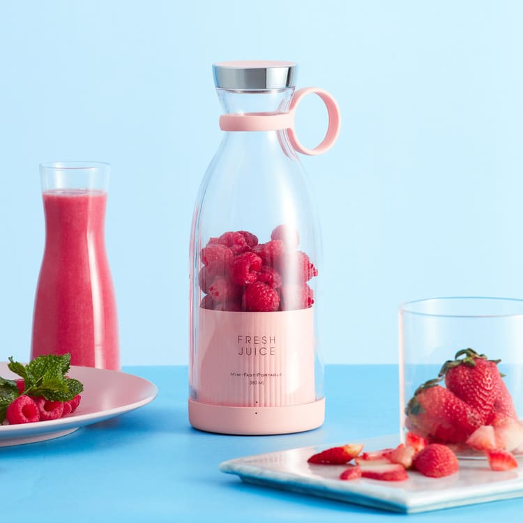 Liquidificador Portátil Sem Fio 350ml Com Base De Carga - Rosa Casa Elège