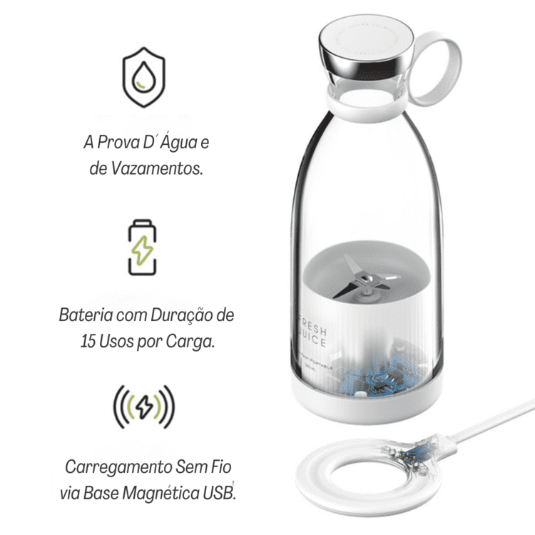 Liquidificador Portátil Sem Fio 350ml Com Base De Carga - Casa Elège