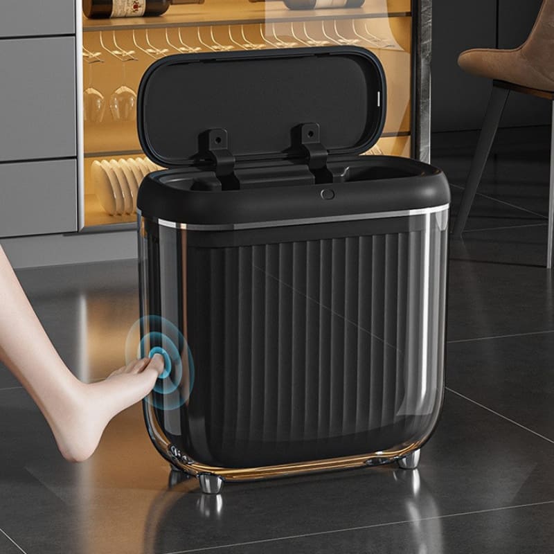 Lixeira Automática em Acrílico com Sensor e Ação Tátil - Preto 14L Casa Elège