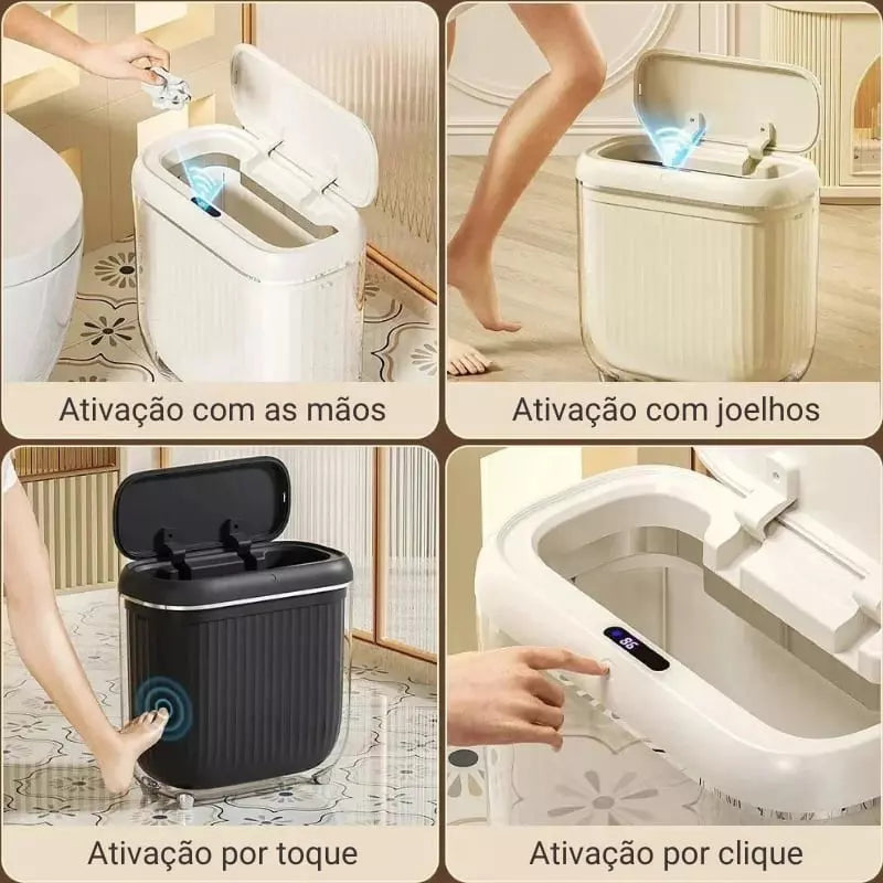 Lixeira Automática em Acrílico com Sensor e Ação Tátil - Casa Elège