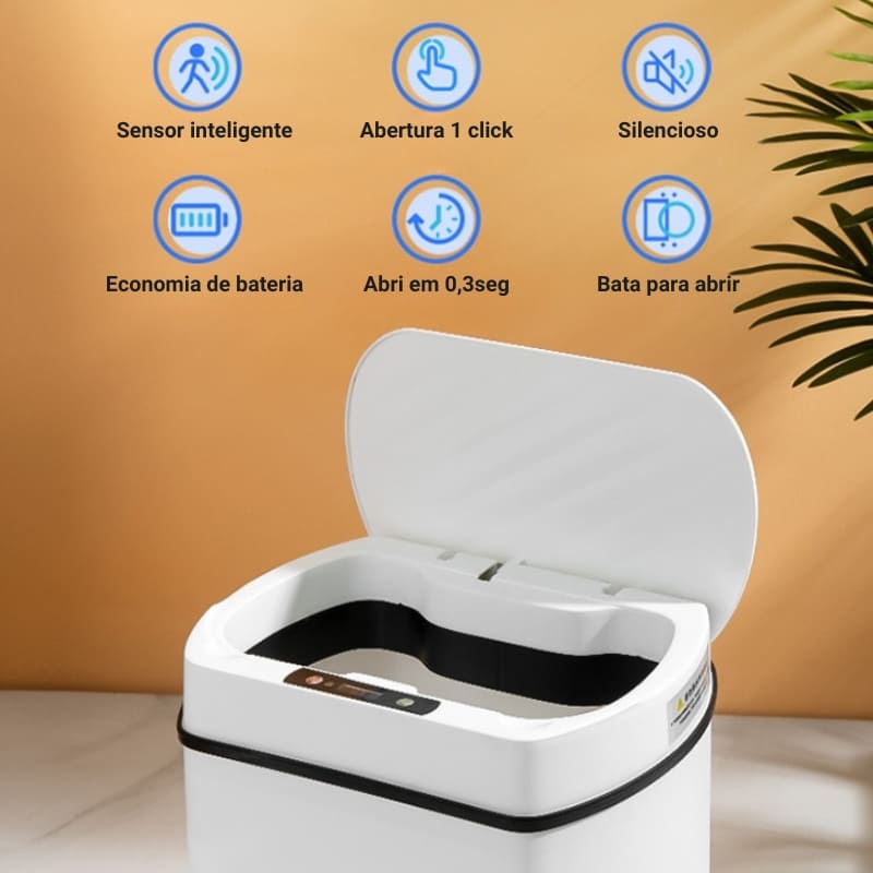 Lixeira Automática Com Sensor 15L Em Aço Inox Elegante - Casa Elège