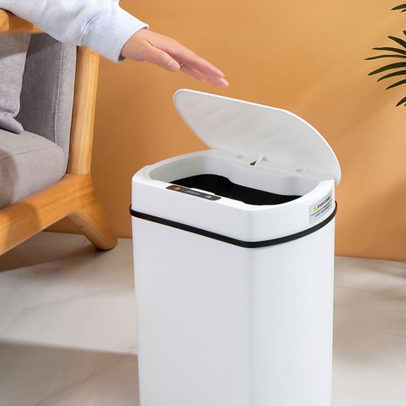 Lixeira Automática Com Sensor 15L Em Aço Inox Elegante - Branco 15L Casa Elège