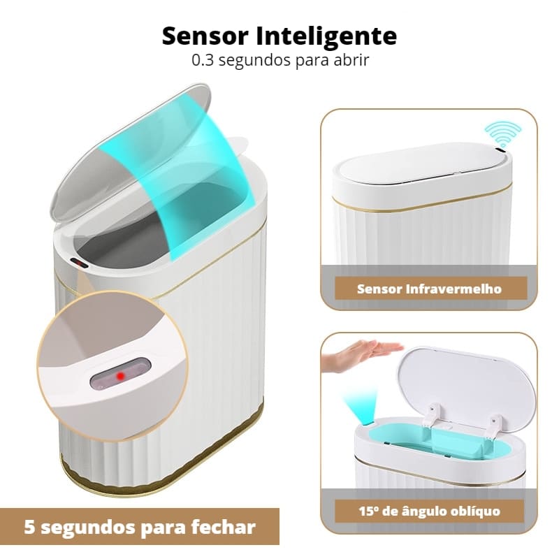 Lixeira Automática com Sensor Inteligente para Banheiro - Casa Elège