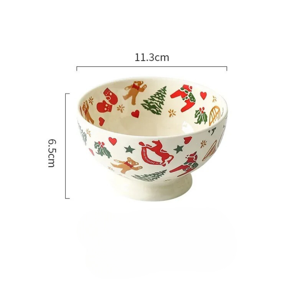 Louças De Cerâmica Natalinas Estilo Retrô Com Bonecos - Bowl 300ml Casa Elège