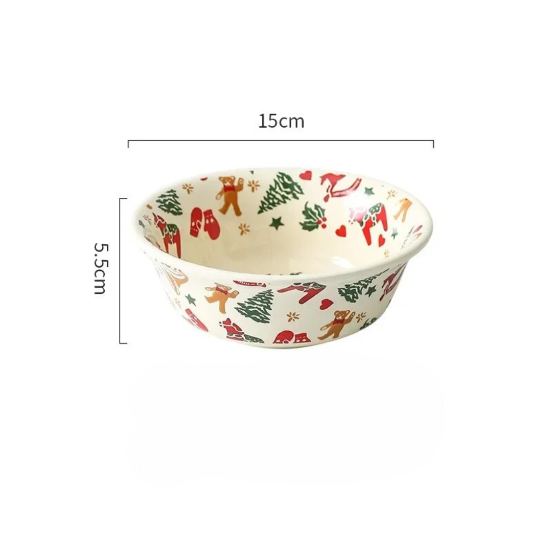 Louças De Cerâmica Natalinas Estilo Retrô Com Bonecos - Bowl 450ml Casa Elège