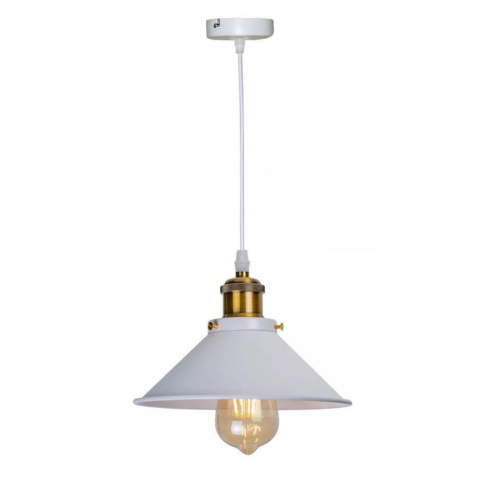 Luminária Pendente em Metal Vintage para Cozinha e Sala - Branco e Dourado 01 Unidade Casa Elège