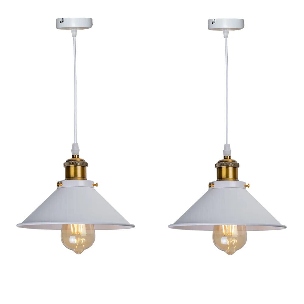 Luminária Pendente em Metal Vintage para Cozinha e Sala - Branco e Dourado 02 Unidades | 15% OFF Casa Elège