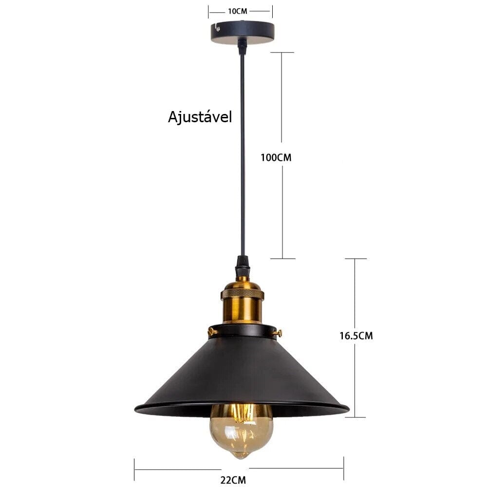 Luminária Pendente em Metal Vintage para Cozinha e Sala - Casa Elège