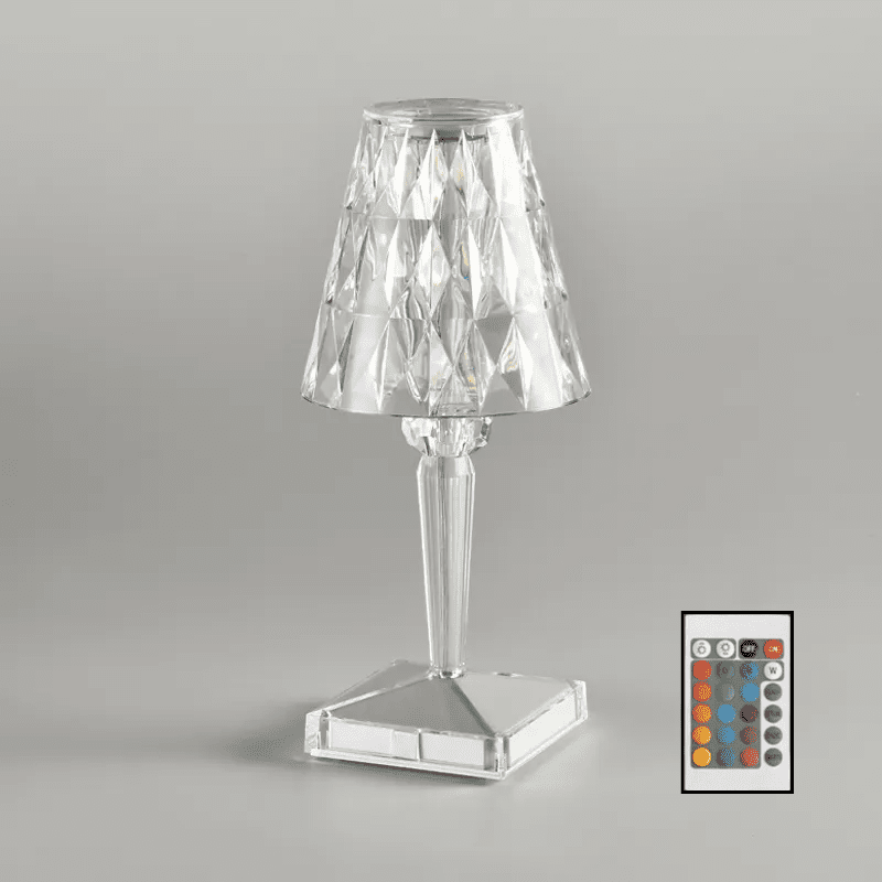 Luminária de Mesa LED Diamante Recarregável Sem Fio - RGB LED Touch + Controle Casa Elège