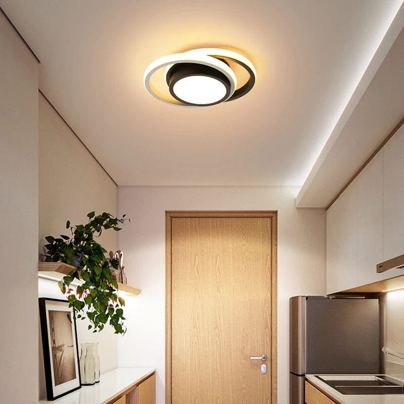 Luminária de Teto LED Plafon Sobrepor Moderna e Minimalista - Preto e Branco Quente Casa Elège