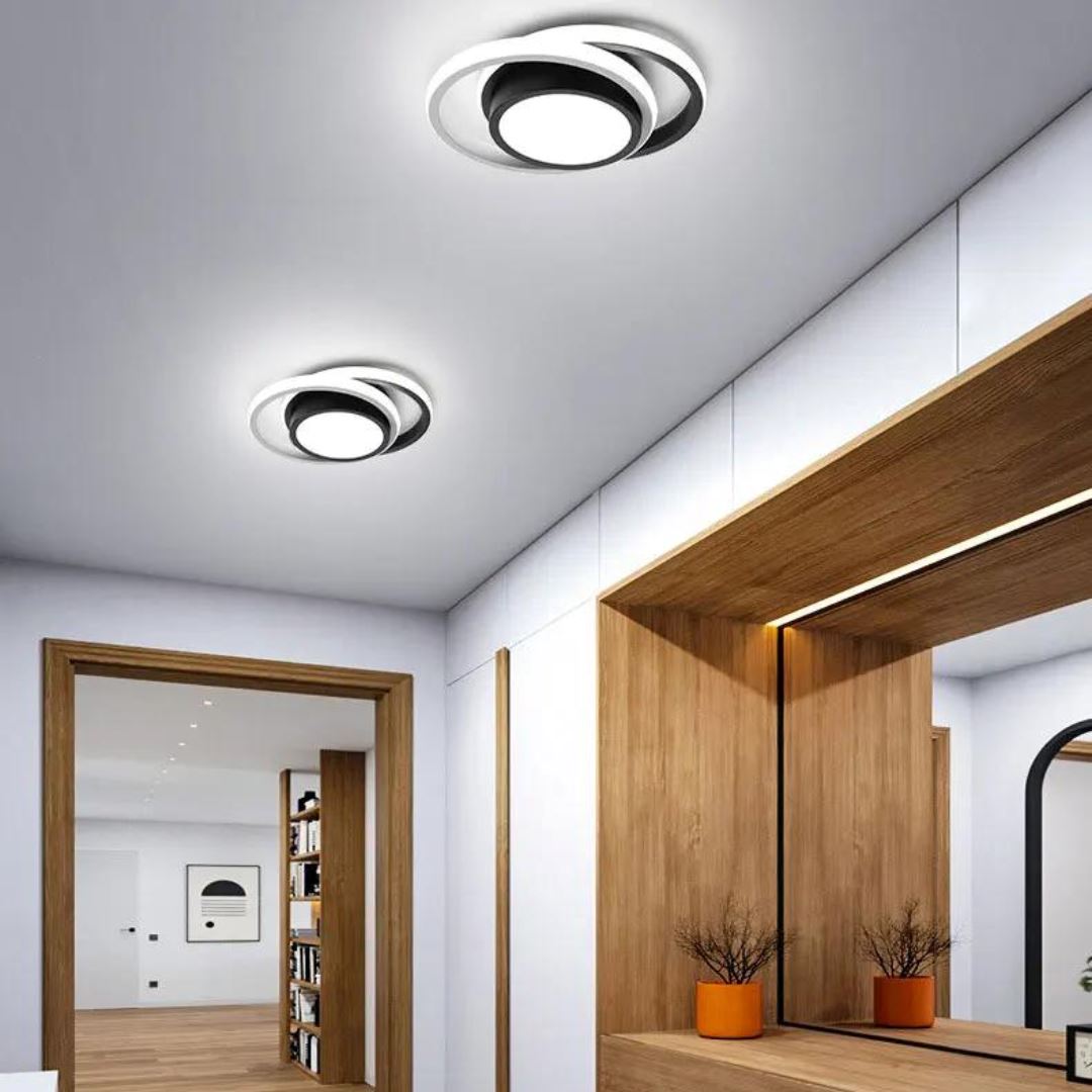 Luminária de Teto LED Plafon Sobrepor Moderna e Minimalista - Preto e Branco Fria Casa Elège