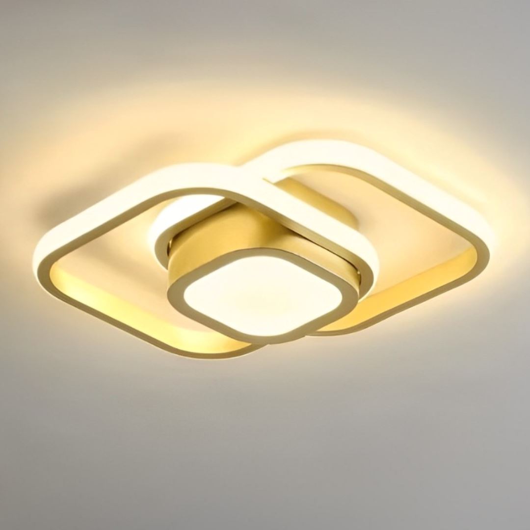 Luminária de Teto LED Plafon Sobrepor Moderna 36W 4000K - Dourado Casa Elège