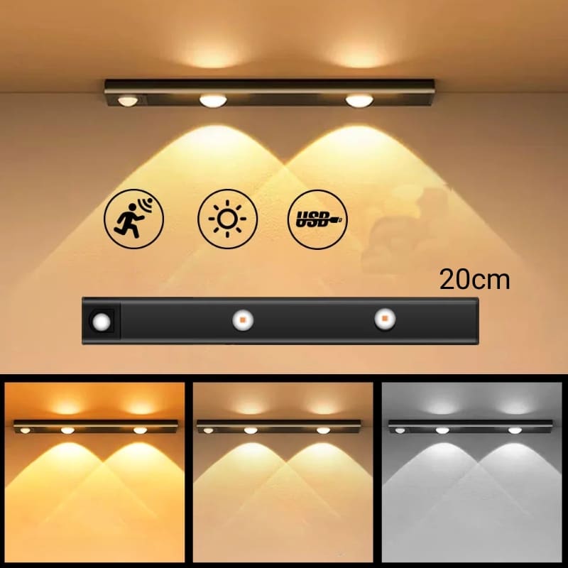 Luminária de LED Magnética com Sensor de Movimento Compacta - Preto 20cm Casa Elège