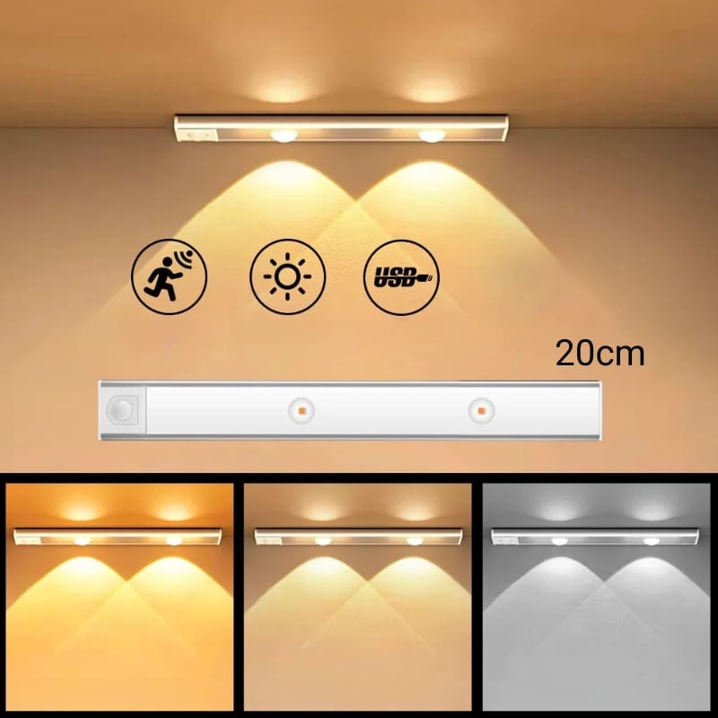Luminária de LED Magnética com Sensor de Movimento Compacta - Prata 20cm Casa Elège