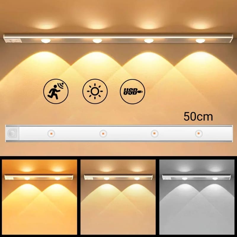 Luminária de LED Magnética com Sensor de Movimento Compacta - Prata 50cm Casa Elège