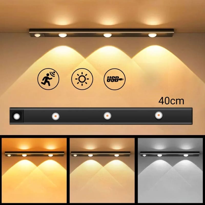 Luminária de LED Magnética com Sensor de Movimento Compacta - Preto 40cm Casa Elège