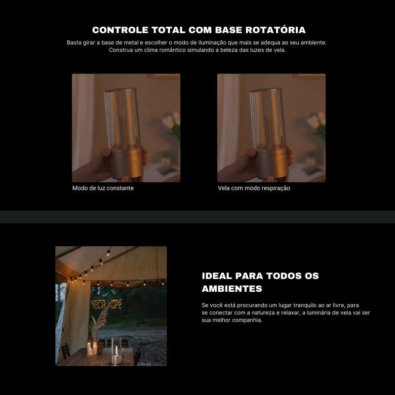 Luminária de Mesa Portátil em Metal com LED Regulável - Casa Elège