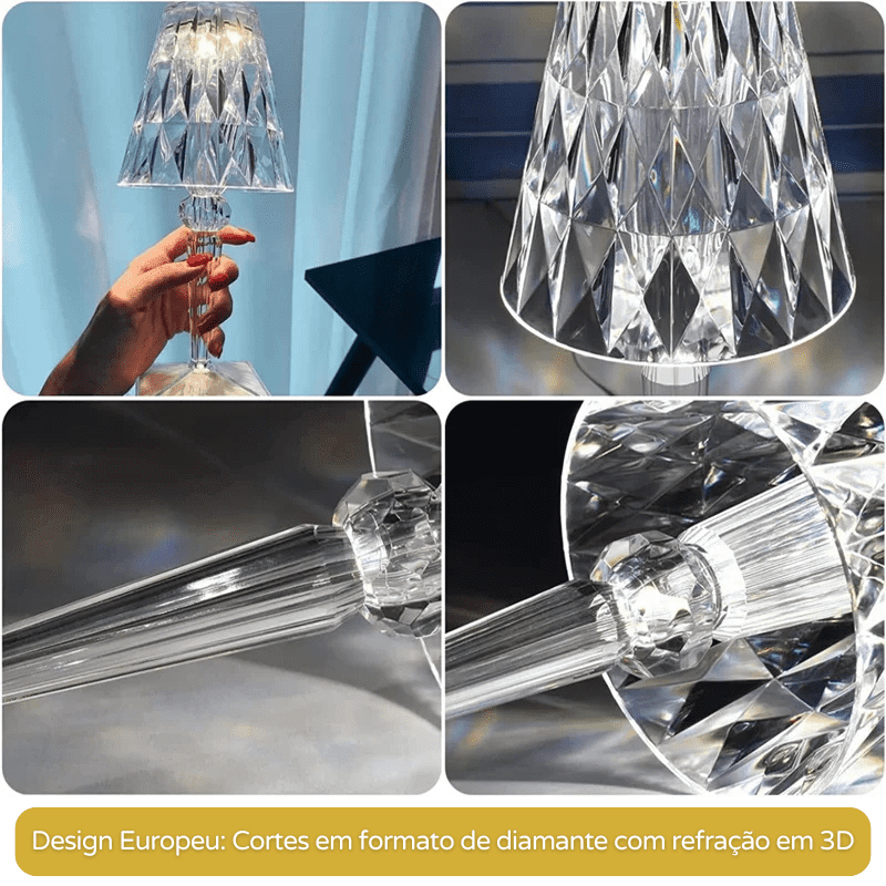 Luminária de Mesa LED Diamante Recarregável Sem Fio - Casa Elège
