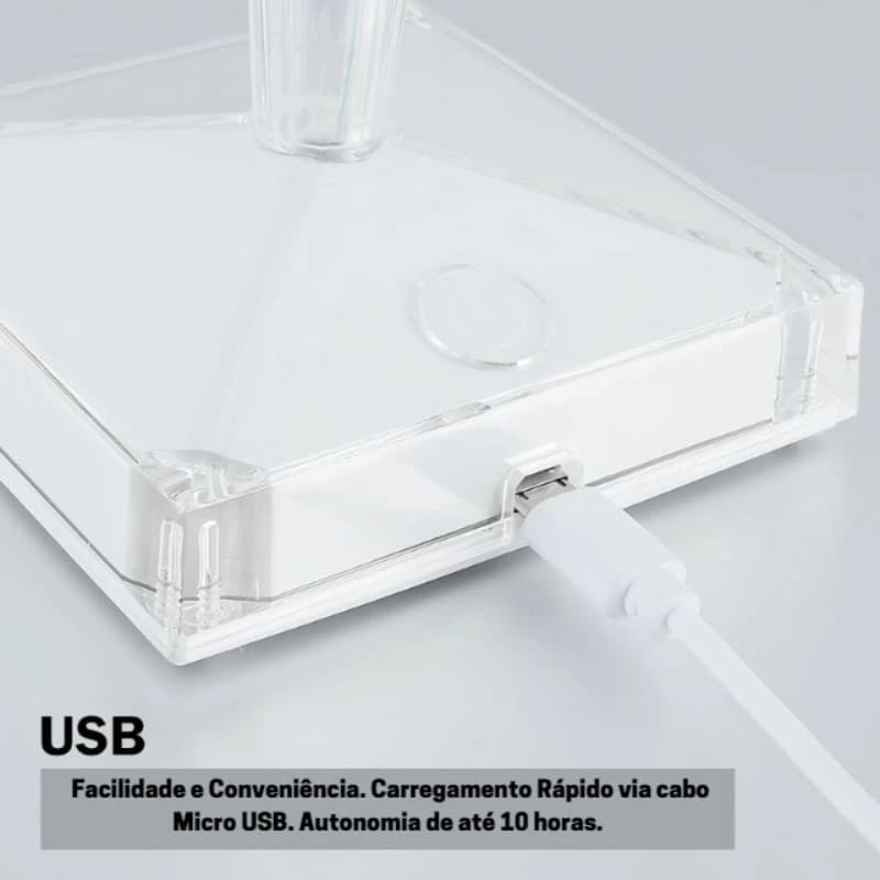 Luminária de Mesa LED Diamante Recarregável Sem Fio - Casa Elège