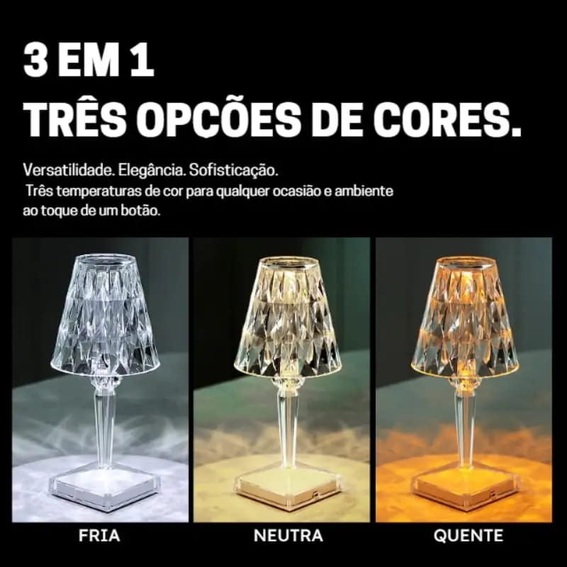 Luminária de Mesa LED Diamante Recarregável Sem Fio - Casa Elège
