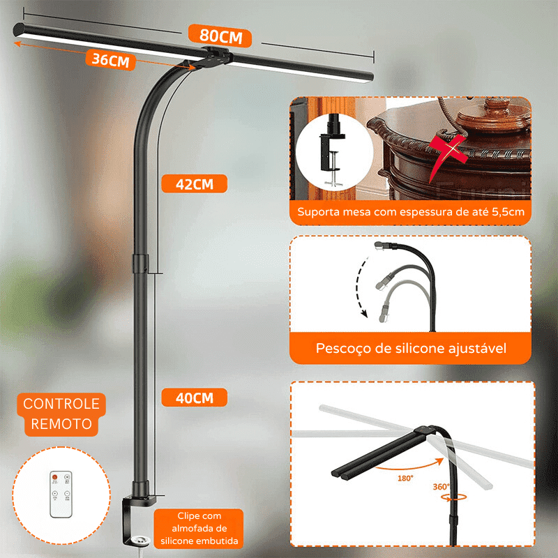 Luminária de Mesa LED Flexível em Alumínio com Controle - Casa Elège