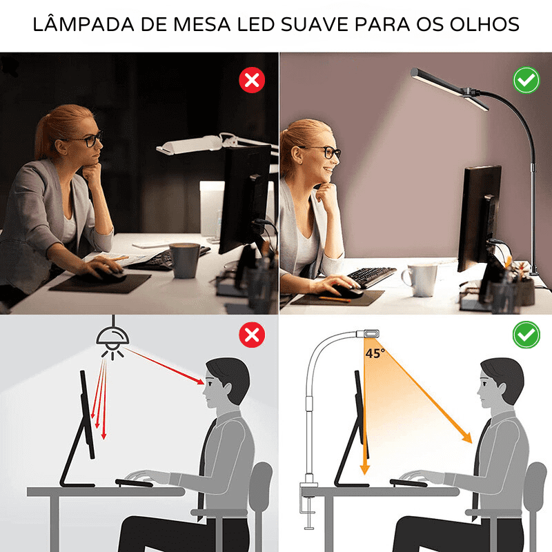 Luminária de Mesa LED Flexível em Alumínio com Controle - Casa Elège