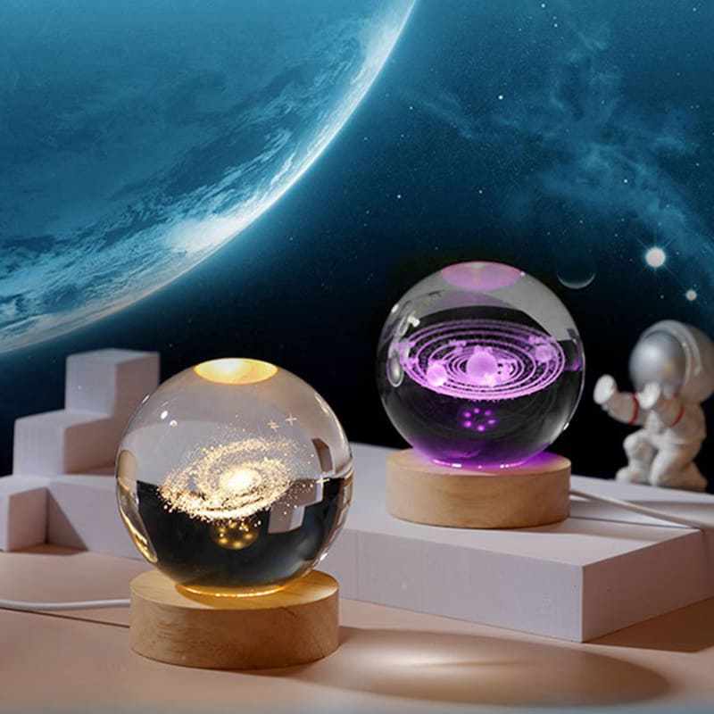 Luminária de Mesa LED 3D Bola em Cristal Decorativa - Casa Elège