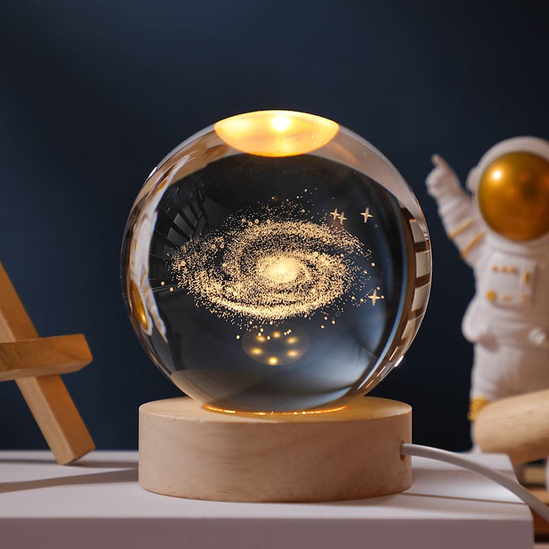 Luminária de Mesa LED 3D Bola em Cristal Decorativa - Via Láctea Casa Elège