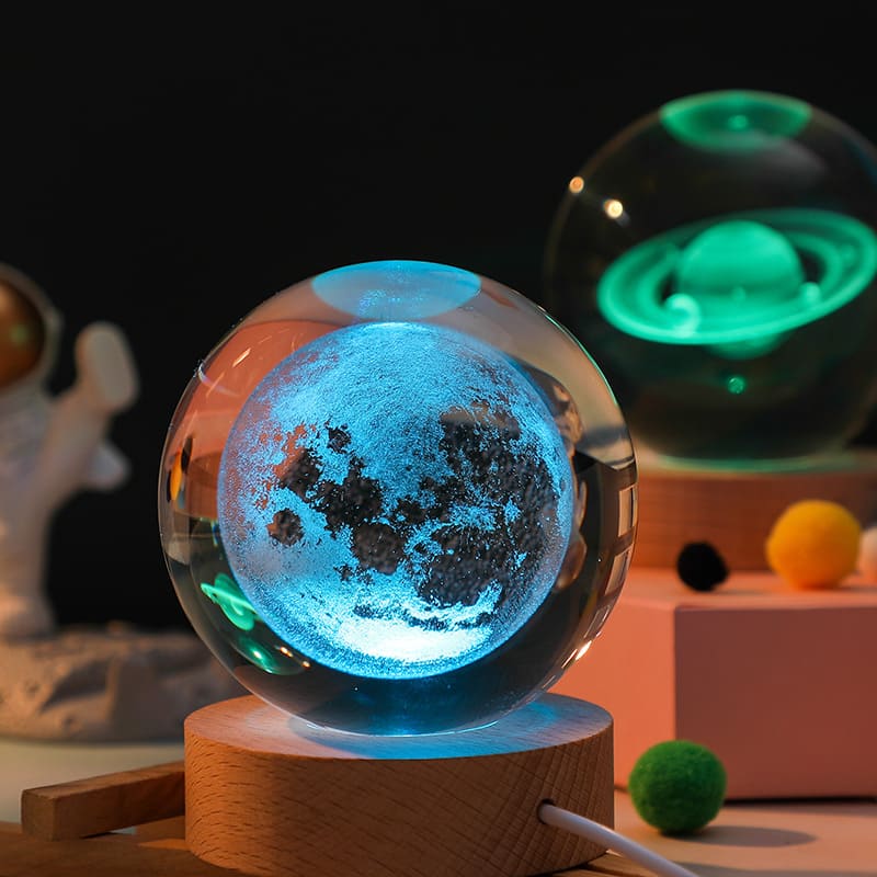 Luminária de Mesa LED 3D Bola em Cristal Decorativa - Casa Elège