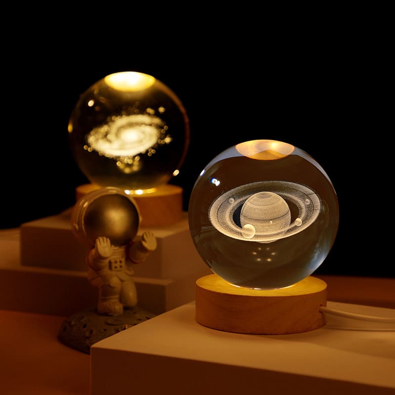 Luminária de Mesa LED 3D Bola em Cristal Decorativa - Casa Elège