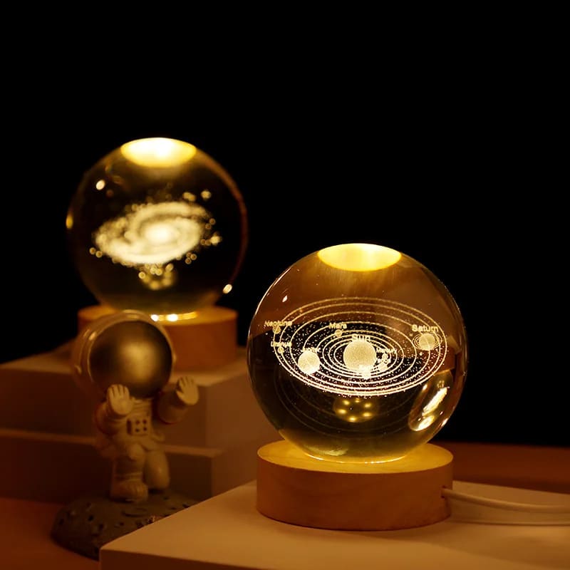 Luminária de Mesa LED 3D Bola em Cristal Decorativa - Casa Elège