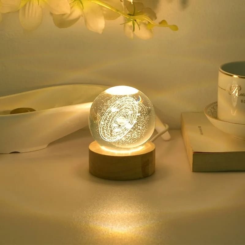 Luminária de Mesa LED 3D Bola em Cristal Decorativa - Casa Elège