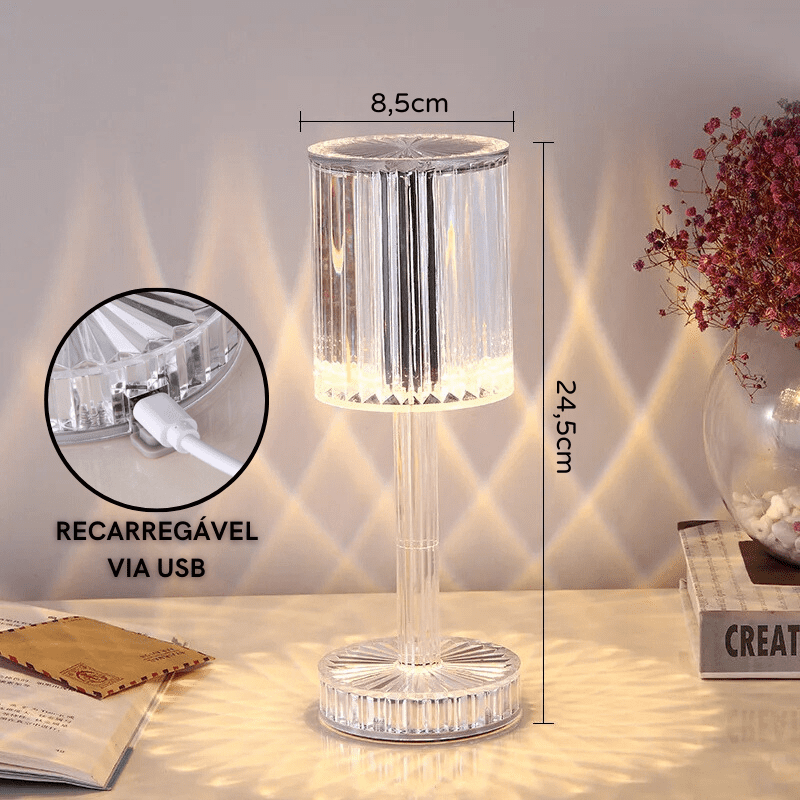 Luminária de Mesa LED Recarregável em Acrílico Sem Fio - Casa Elège