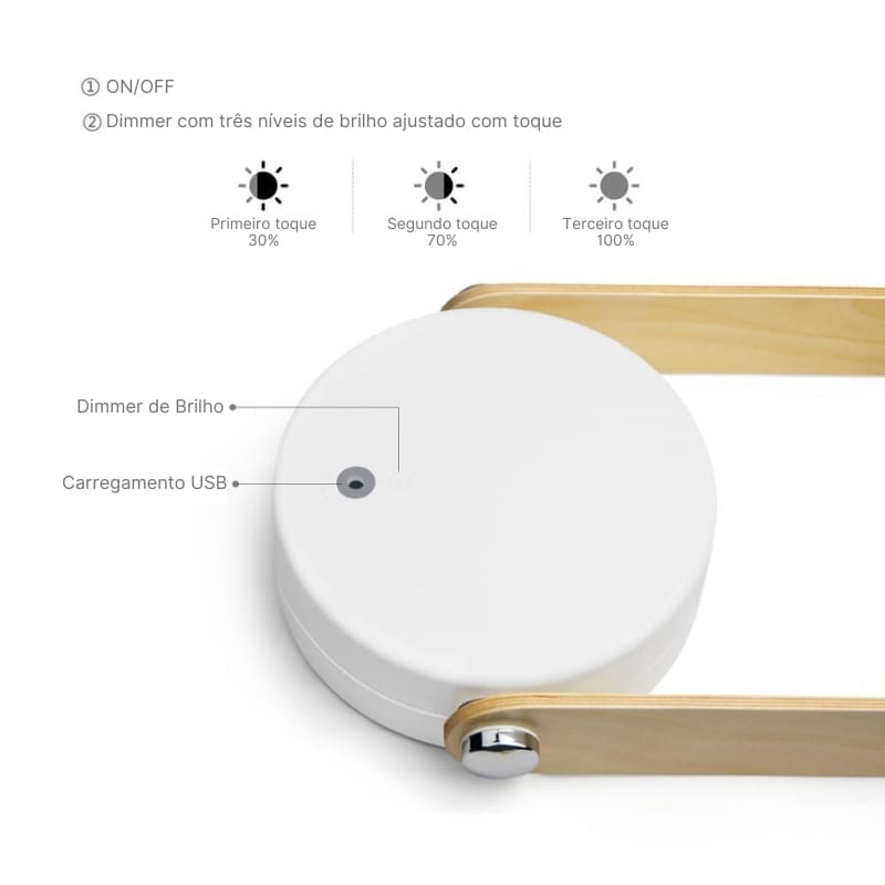 Luminária de Mesa LED com Alça Giro 360 Graus Ajustável - Casa Elège